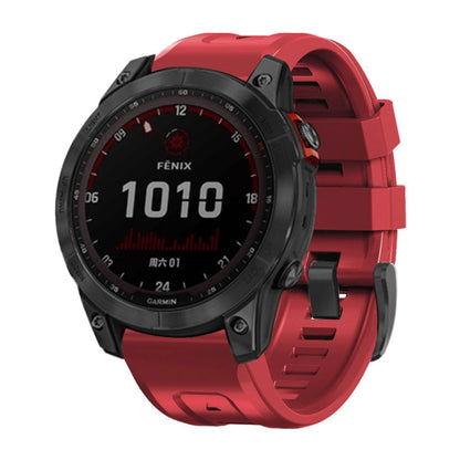 Black Buckle Silicone Watchband, For Garmin Fenix 7 / 6 Pro / 5 Plus 22mm, For Garmin Fenix 7X / 6X / 5X 26mm