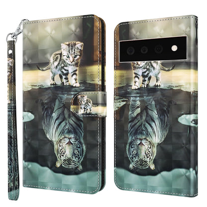 3D Painting Pattern TPU + PU Leather Phone Case, For Google Pixel 5a 5G, For Google Pixel 6, For Google Pixel 6 Pro, For Google Pixel 7 5G, For Google Pixel 7 Pro 5G, For Google Pixel 6a