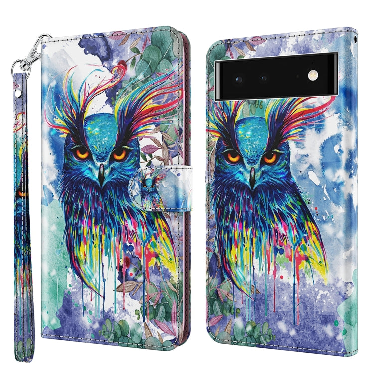 3D Painting Pattern TPU + PU Leather Phone Case, For Google Pixel 5a 5G, For Google Pixel 6, For Google Pixel 6 Pro, For Google Pixel 7 5G, For Google Pixel 7 Pro 5G, For Google Pixel 6a