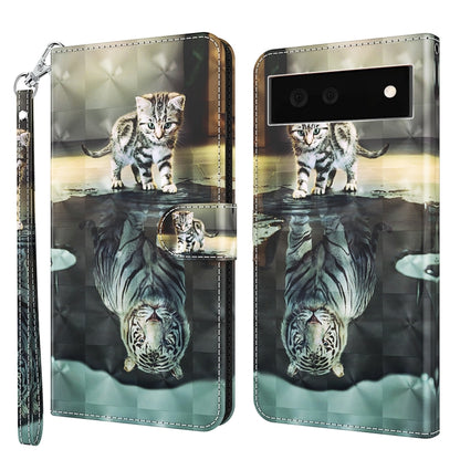 3D Painting Pattern TPU + PU Leather Phone Case, For Google Pixel 5a 5G, For Google Pixel 6, For Google Pixel 6 Pro, For Google Pixel 7 5G, For Google Pixel 7 Pro 5G, For Google Pixel 6a