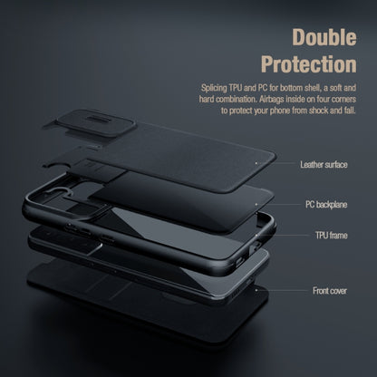 NILLKIN QIN Series Pro Sliding Camera Cover Design Leather Phone Case, For Samsung Galaxy S22+ 5G
