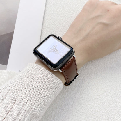 Glossy Leather Watchband For Apple Watch Series, 7 41mm / 6&SE&5&4 40mm / 3&2&1 38mm, 7 45mm / 6&SE&5&4 44mm / 3&2&1 42mm