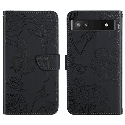 Skin Feel Butterfly Peony Embossed Leather Phone Case, For Google Pixel 6, For Google Pixel 6 Pro, For Google Pixel 6a, For Google Pixel 7 5G, For Google Pixel 7 Pro 5G, For Fujitsu Arrows F-52B