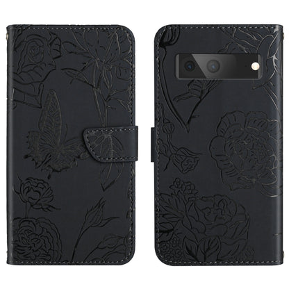 Skin Feel Butterfly Peony Embossed Leather Phone Case, For Google Pixel 6, For Google Pixel 6 Pro, For Google Pixel 6a, For Google Pixel 7 5G, For Google Pixel 7 Pro 5G, For Fujitsu Arrows F-52B