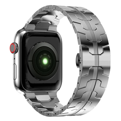Butterfly Buckle Metal Watchband For Apple Watch Series, 7 41mm / 6&SE&5&4 40mm / 3&2&1 38mm, 7 45mm / 6&SE&5&4 44mm / 3&2&1 42mm