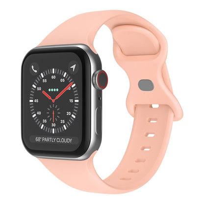Butterfly Buckle Silicone Watchband, Size: S For Apple Watch Series, 7 41mm / 6&SE&5&4 40mm / 3&2&1 38mm, 7 45mm / 6&SE&5&4 44mm / 3&2&1 42mm