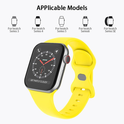 Butterfly Buckle Silicone Watchband, Size: S For Apple Watch Series, 7 41mm / 6&SE&5&4 40mm / 3&2&1 38mm, 7 45mm / 6&SE&5&4 44mm / 3&2&1 42mm