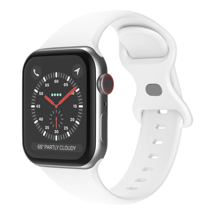 Butterfly Buckle Silicone Watchband, Size: S For Apple Watch Series, 7 41mm / 6&SE&5&4 40mm / 3&2&1 38mm, 7 45mm / 6&SE&5&4 44mm / 3&2&1 42mm