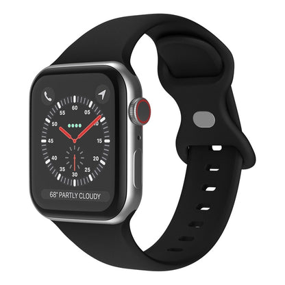 Butterfly Buckle Silicone Watchband, Size: L For Apple Watch Series, 7 41mm / 6&SE&5&4 40mm / 3&2&1 38mm, 7 45mm / 6&SE&5&4 44mm / 3&2&1 42mm