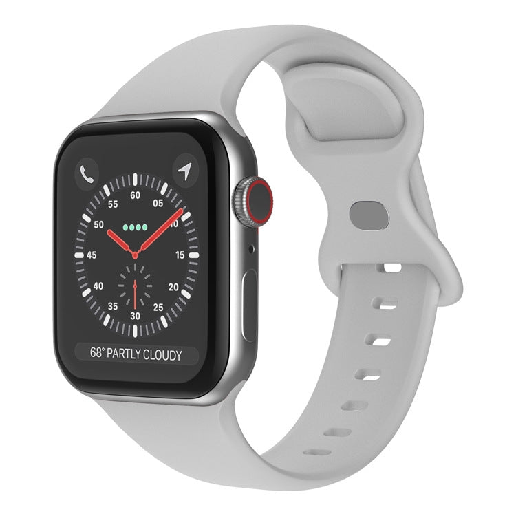 Butterfly Buckle Silicone Watchband, Size: L For Apple Watch Series, 7 41mm / 6&SE&5&4 40mm / 3&2&1 38mm, 7 45mm / 6&SE&5&4 44mm / 3&2&1 42mm