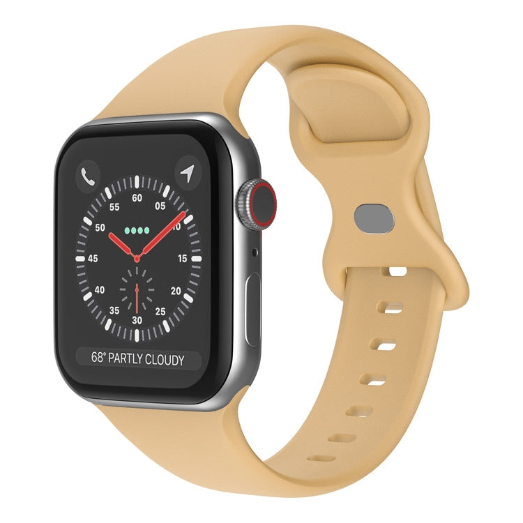 Butterfly Buckle Silicone Watchband, Size: L For Apple Watch Series, 7 41mm / 6&SE&5&4 40mm / 3&2&1 38mm, 7 45mm / 6&SE&5&4 44mm / 3&2&1 42mm