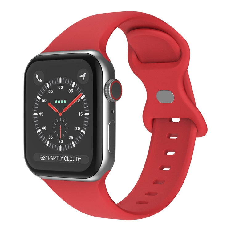 Butterfly Buckle Silicone Watchband, Size: L For Apple Watch Series, 7 41mm / 6&SE&5&4 40mm / 3&2&1 38mm, 7 45mm / 6&SE&5&4 44mm / 3&2&1 42mm