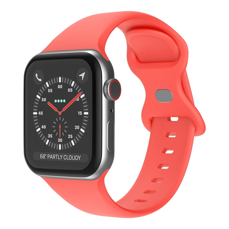 Butterfly Buckle Silicone Watchband, Size: L For Apple Watch Series, 7 41mm / 6&SE&5&4 40mm / 3&2&1 38mm, 7 45mm / 6&SE&5&4 44mm / 3&2&1 42mm