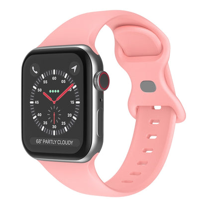 Butterfly Buckle Silicone Watchband, Size: L For Apple Watch Series, 7 41mm / 6&SE&5&4 40mm / 3&2&1 38mm, 7 45mm / 6&SE&5&4 44mm / 3&2&1 42mm