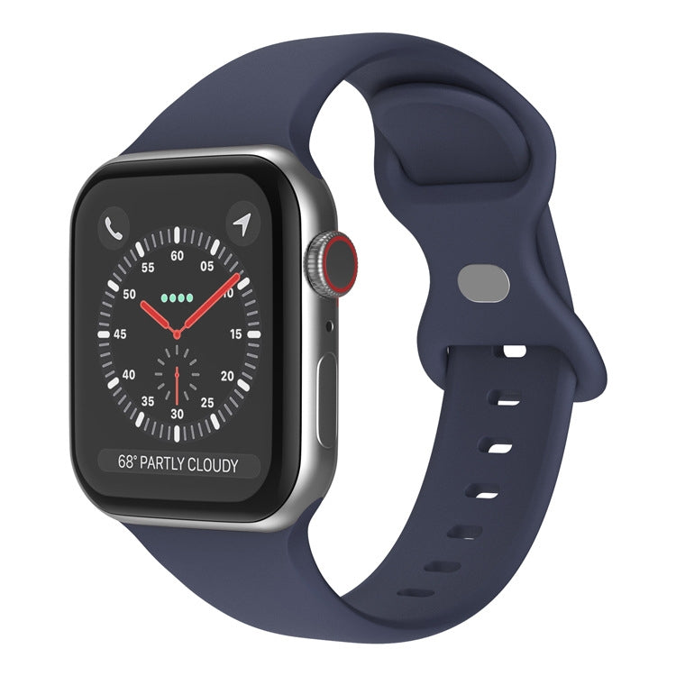 Butterfly Buckle Silicone Watchband, Size: L For Apple Watch Series, 7 41mm / 6&SE&5&4 40mm / 3&2&1 38mm, 7 45mm / 6&SE&5&4 44mm / 3&2&1 42mm
