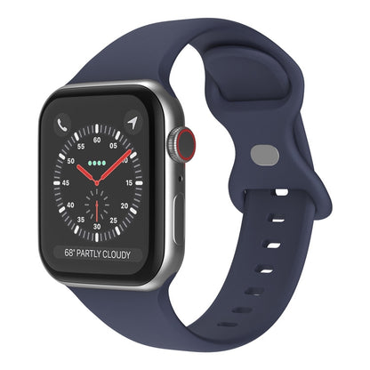 Butterfly Buckle Silicone Watchband, Size: L For Apple Watch Series, 7 41mm / 6&SE&5&4 40mm / 3&2&1 38mm, 7 45mm / 6&SE&5&4 44mm / 3&2&1 42mm