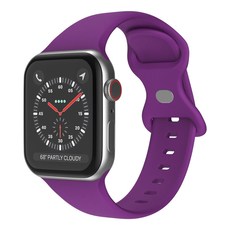 Butterfly Buckle Silicone Watchband, Size: L For Apple Watch Series, 7 41mm / 6&SE&5&4 40mm / 3&2&1 38mm, 7 45mm / 6&SE&5&4 44mm / 3&2&1 42mm