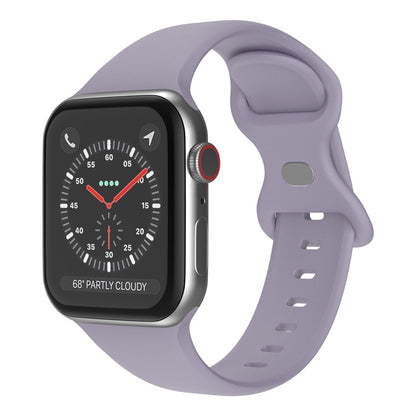 Butterfly Buckle Silicone Watchband, Size: L For Apple Watch Series, 7 41mm / 6&SE&5&4 40mm / 3&2&1 38mm, 7 45mm / 6&SE&5&4 44mm / 3&2&1 42mm