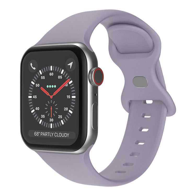 Butterfly Buckle Silicone Watchband, Size: L For Apple Watch Series, 7 41mm / 6&SE&5&4 40mm / 3&2&1 38mm, 7 45mm / 6&SE&5&4 44mm / 3&2&1 42mm