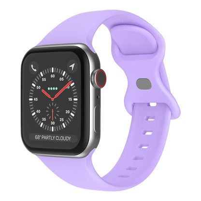 Butterfly Buckle Silicone Watchband, Size: L For Apple Watch Series, 7 41mm / 6&SE&5&4 40mm / 3&2&1 38mm, 7 45mm / 6&SE&5&4 44mm / 3&2&1 42mm