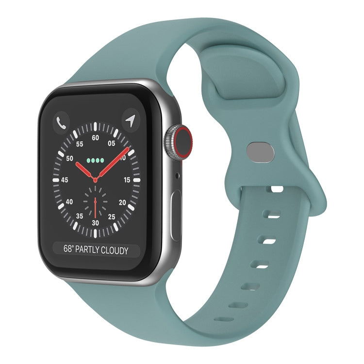 Butterfly Buckle Silicone Watchband, Size: L For Apple Watch Series, 7 41mm / 6&SE&5&4 40mm / 3&2&1 38mm, 7 45mm / 6&SE&5&4 44mm / 3&2&1 42mm