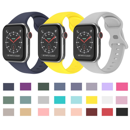 Butterfly Buckle Silicone Watchband, Size: L For Apple Watch Series, 7 41mm / 6&SE&5&4 40mm / 3&2&1 38mm, 7 45mm / 6&SE&5&4 44mm / 3&2&1 42mm