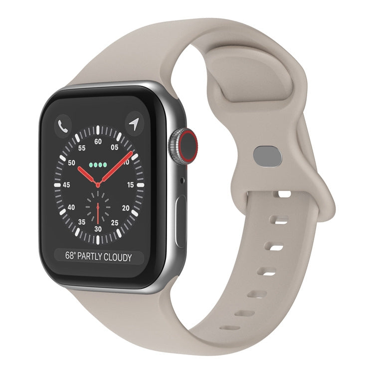 Butterfly Buckle Silicone Watchband, Size: L For Apple Watch Series, 7 41mm / 6&SE&5&4 40mm / 3&2&1 38mm, 7 45mm / 6&SE&5&4 44mm / 3&2&1 42mm