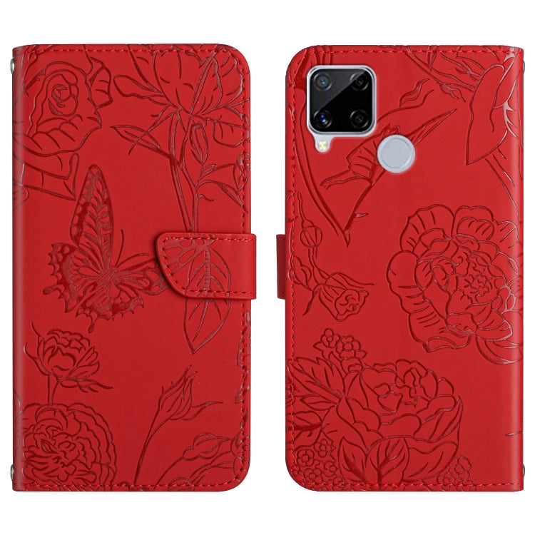 Skin Feel Butterfly Peony Embossed Leather Phone Case, For OPPO Realme C15 / C12, For OPPO Realme C20 / C21, For OPPO Realme C31, For OPPO Realme C35, For OPPO Realme GT, For OPPO Realme GT Master