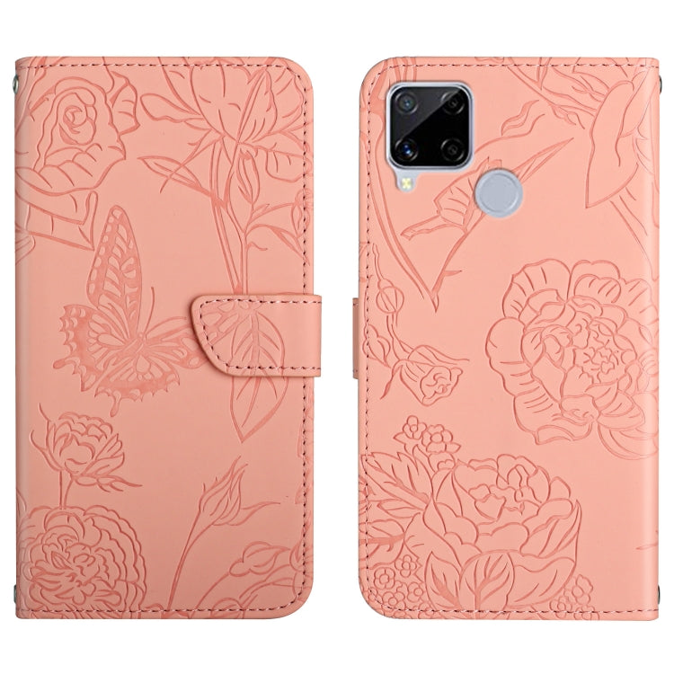 Skin Feel Butterfly Peony Embossed Leather Phone Case, For OPPO Realme C15 / C12, For OPPO Realme C20 / C21, For OPPO Realme C31, For OPPO Realme C35, For OPPO Realme GT, For OPPO Realme GT Master