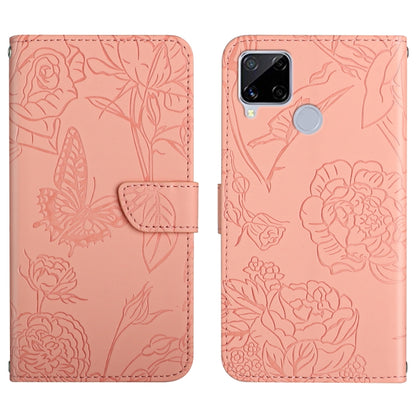 Skin Feel Butterfly Peony Embossed Leather Phone Case, For OPPO Realme C15 / C12, For OPPO Realme C20 / C21, For OPPO Realme C31, For OPPO Realme C35, For OPPO Realme GT, For OPPO Realme GT Master