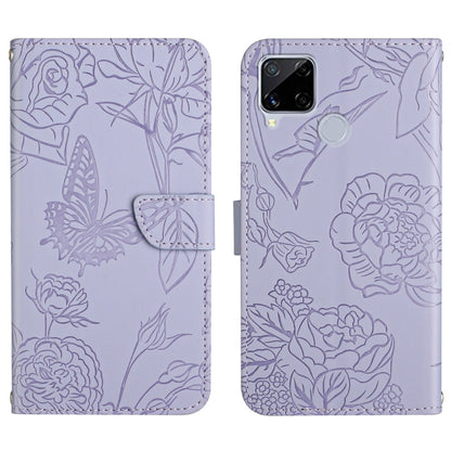 Skin Feel Butterfly Peony Embossed Leather Phone Case, For OPPO Realme C15 / C12, For OPPO Realme C20 / C21, For OPPO Realme C31, For OPPO Realme C35, For OPPO Realme GT, For OPPO Realme GT Master
