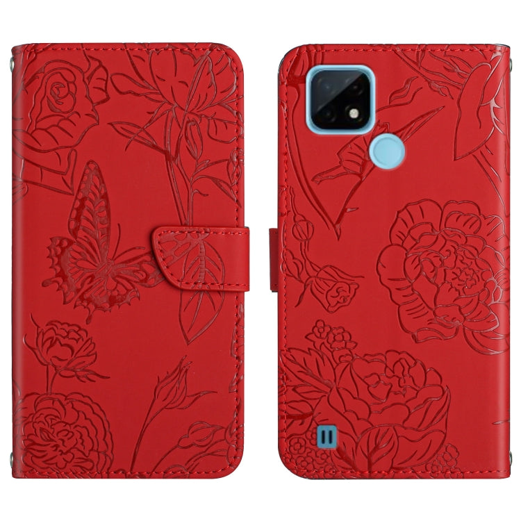 Skin Feel Butterfly Peony Embossed Leather Phone Case, For OPPO Realme C15 / C12, For OPPO Realme C20 / C21, For OPPO Realme C31, For OPPO Realme C35, For OPPO Realme GT, For OPPO Realme GT Master