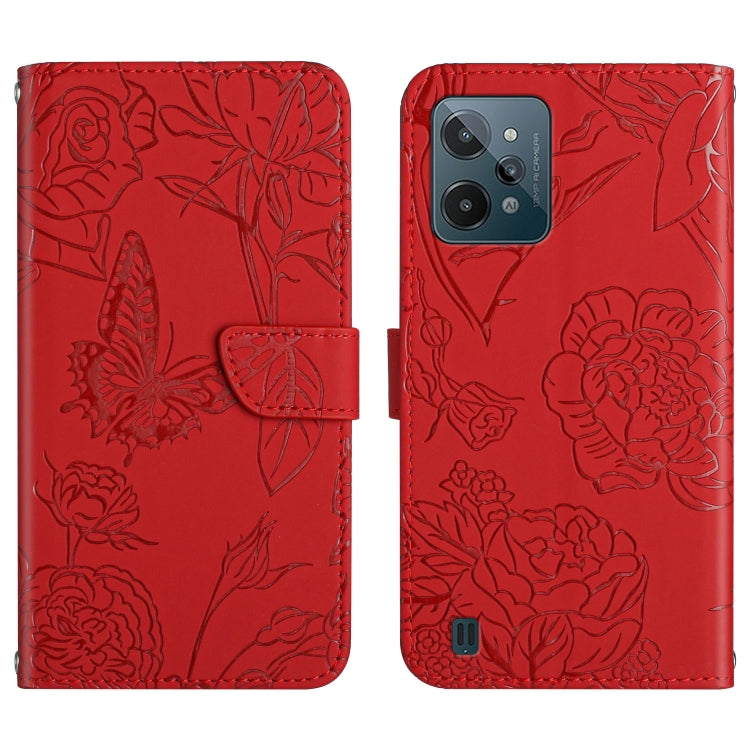 Skin Feel Butterfly Peony Embossed Leather Phone Case, For OPPO Realme C15 / C12, For OPPO Realme C20 / C21, For OPPO Realme C31, For OPPO Realme C35, For OPPO Realme GT, For OPPO Realme GT Master