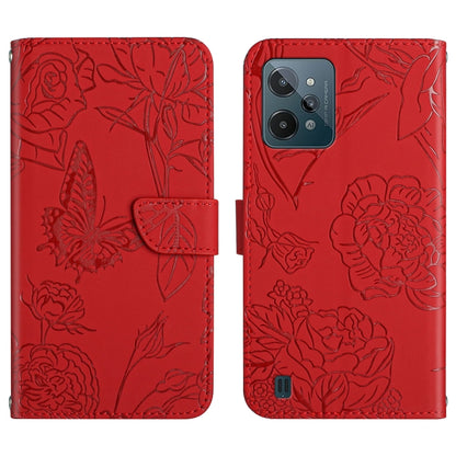 Skin Feel Butterfly Peony Embossed Leather Phone Case, For OPPO Realme C15 / C12, For OPPO Realme C20 / C21, For OPPO Realme C31, For OPPO Realme C35, For OPPO Realme GT, For OPPO Realme GT Master