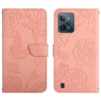 Skin Feel Butterfly Peony Embossed Leather Phone Case, For OPPO Realme C15 / C12, For OPPO Realme C20 / C21, For OPPO Realme C31, For OPPO Realme C35, For OPPO Realme GT, For OPPO Realme GT Master