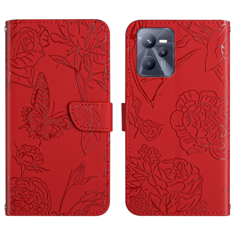 Skin Feel Butterfly Peony Embossed Leather Phone Case, For OPPO Realme C15 / C12, For OPPO Realme C20 / C21, For OPPO Realme C31, For OPPO Realme C35, For OPPO Realme GT, For OPPO Realme GT Master