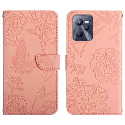 Skin Feel Butterfly Peony Embossed Leather Phone Case, For OPPO Realme C15 / C12, For OPPO Realme C20 / C21, For OPPO Realme C31, For OPPO Realme C35, For OPPO Realme GT, For OPPO Realme GT Master