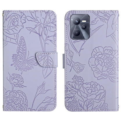 Skin Feel Butterfly Peony Embossed Leather Phone Case, For OPPO Realme C15 / C12, For OPPO Realme C20 / C21, For OPPO Realme C31, For OPPO Realme C35, For OPPO Realme GT, For OPPO Realme GT Master