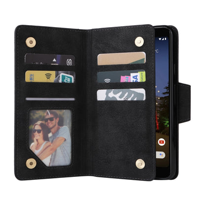 Rivet Buckle 9 Cards Three Fold Leather Phone Case, For Google Pixel 3A, For Google Pixel 3A XL, For Google Pixel 4, For Google Pixel 4A 4G, For Google Pixel 4A 5G, For Google Pixel 4 XL, For Google Pixel 6, For Google Pixel 6 Pro