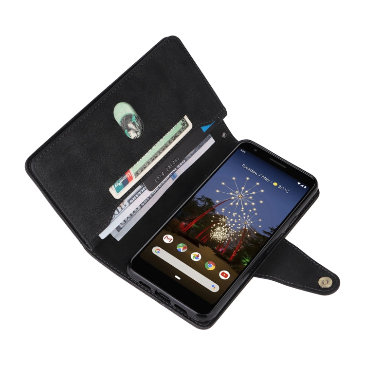 Rivet Buckle 9 Cards Three Fold Leather Phone Case, For Google Pixel 3A, For Google Pixel 3A XL, For Google Pixel 4, For Google Pixel 4A 4G, For Google Pixel 4A 5G, For Google Pixel 4 XL, For Google Pixel 6, For Google Pixel 6 Pro