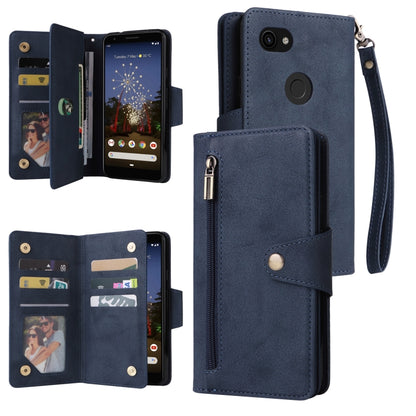 Rivet Buckle 9 Cards Three Fold Leather Phone Case, For Google Pixel 3A, For Google Pixel 3A XL, For Google Pixel 4, For Google Pixel 4A 4G, For Google Pixel 4A 5G, For Google Pixel 4 XL, For Google Pixel 6, For Google Pixel 6 Pro