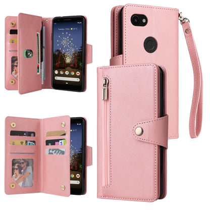 Rivet Buckle 9 Cards Three Fold Leather Phone Case, For Google Pixel 3A, For Google Pixel 3A XL, For Google Pixel 4, For Google Pixel 4A 4G, For Google Pixel 4A 5G, For Google Pixel 4 XL, For Google Pixel 6, For Google Pixel 6 Pro