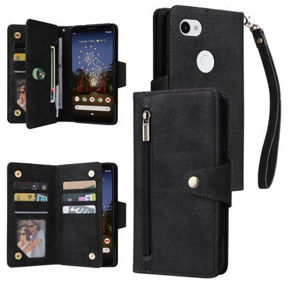 Rivet Buckle 9 Cards Three Fold Leather Phone Case, For Google Pixel 3A, For Google Pixel 3A XL, For Google Pixel 4, For Google Pixel 4A 4G, For Google Pixel 4A 5G, For Google Pixel 4 XL, For Google Pixel 6, For Google Pixel 6 Pro