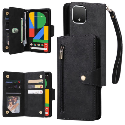 Rivet Buckle 9 Cards Three Fold Leather Phone Case, For Google Pixel 3A, For Google Pixel 3A XL, For Google Pixel 4, For Google Pixel 4A 4G, For Google Pixel 4A 5G, For Google Pixel 4 XL, For Google Pixel 6, For Google Pixel 6 Pro