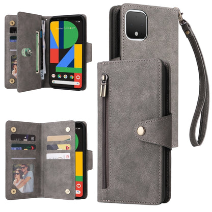 Rivet Buckle 9 Cards Three Fold Leather Phone Case, For Google Pixel 3A, For Google Pixel 3A XL, For Google Pixel 4, For Google Pixel 4A 4G, For Google Pixel 4A 5G, For Google Pixel 4 XL, For Google Pixel 6, For Google Pixel 6 Pro