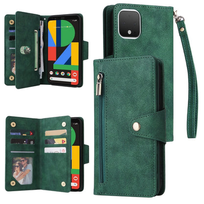 Rivet Buckle 9 Cards Three Fold Leather Phone Case, For Google Pixel 3A, For Google Pixel 3A XL, For Google Pixel 4, For Google Pixel 4A 4G, For Google Pixel 4A 5G, For Google Pixel 4 XL, For Google Pixel 6, For Google Pixel 6 Pro