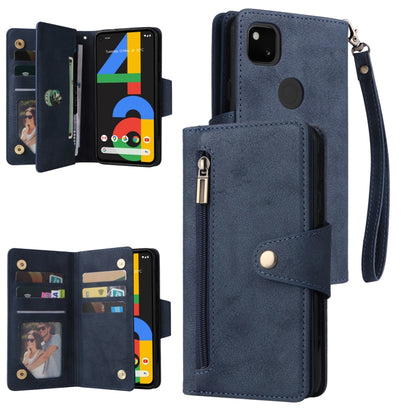 Rivet Buckle 9 Cards Three Fold Leather Phone Case, For Google Pixel 3A, For Google Pixel 3A XL, For Google Pixel 4, For Google Pixel 4A 4G, For Google Pixel 4A 5G, For Google Pixel 4 XL, For Google Pixel 6, For Google Pixel 6 Pro
