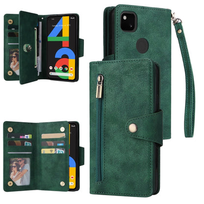 Rivet Buckle 9 Cards Three Fold Leather Phone Case, For Google Pixel 3A, For Google Pixel 3A XL, For Google Pixel 4, For Google Pixel 4A 4G, For Google Pixel 4A 5G, For Google Pixel 4 XL, For Google Pixel 6, For Google Pixel 6 Pro