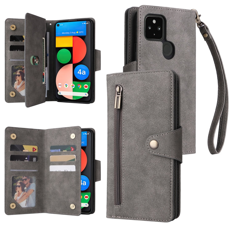 Rivet Buckle 9 Cards Three Fold Leather Phone Case, For Google Pixel 3A, For Google Pixel 3A XL, For Google Pixel 4, For Google Pixel 4A 4G, For Google Pixel 4A 5G, For Google Pixel 4 XL, For Google Pixel 6, For Google Pixel 6 Pro