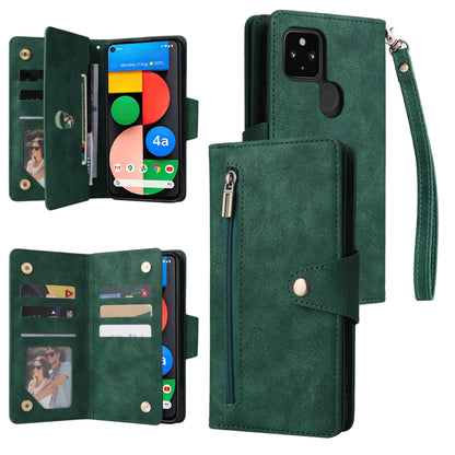 Rivet Buckle 9 Cards Three Fold Leather Phone Case, For Google Pixel 3A, For Google Pixel 3A XL, For Google Pixel 4, For Google Pixel 4A 4G, For Google Pixel 4A 5G, For Google Pixel 4 XL, For Google Pixel 6, For Google Pixel 6 Pro